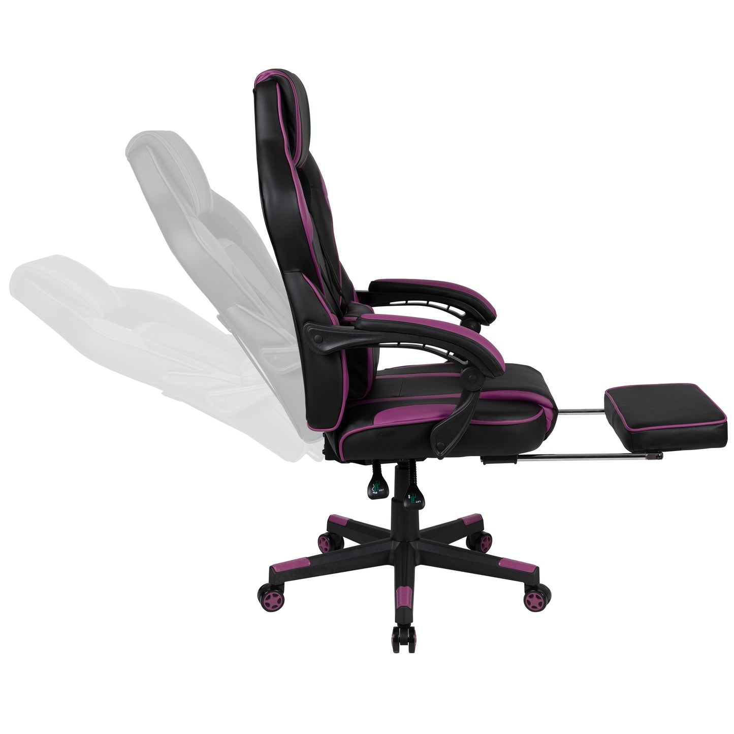 X40 Gaming Chair Racing Ergonomic Computer Chair with Fully Reclining Back/Arms, Slide-Out Footrest, Massaging Lumbar - Black/Purple