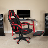 X40 Gaming Chair Racing Ergonomic Computer Chair with Fully Reclining Back/Arms, Slide-Out Footrest, Massaging Lumbar - Red