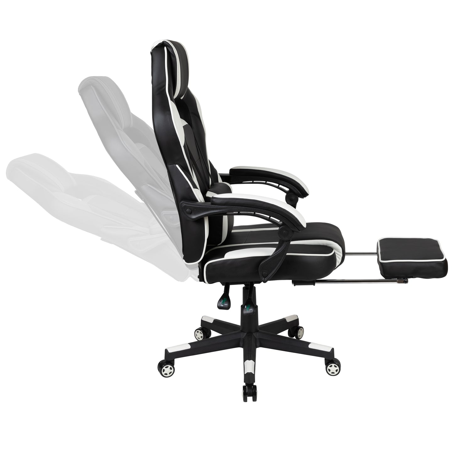 X40 Gaming Chair Racing Ergonomic Computer Chair with Fully Reclining Back/Arms, Slide-Out Footrest, Massaging Lumbar - White