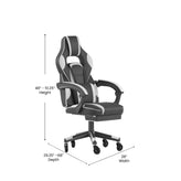 X40 Gaming Chair Racing Computer Chair with Fully Reclining Back/Arms and Transparent Roller Wheels, Slide-Out Footrest, - White
