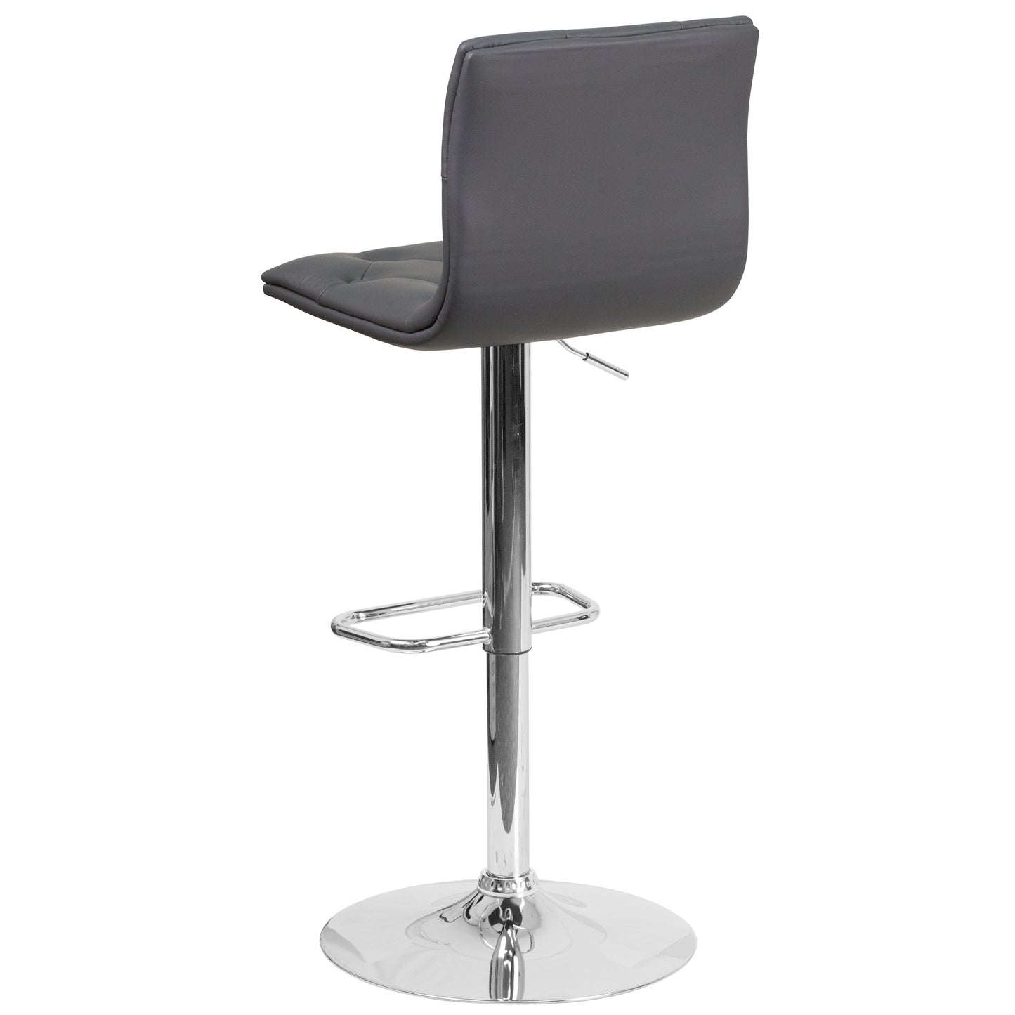 Sammie Contemporary Button Tufted Gray Vinyl Adjustable Height Barstool with Chrome Base
