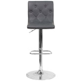 Sammie Contemporary Button Tufted Gray Vinyl Adjustable Height Barstool with Chrome Base