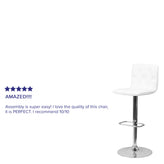 Sammie Contemporary Button Tufted White Vinyl Adjustable Height Barstool with Chrome Base