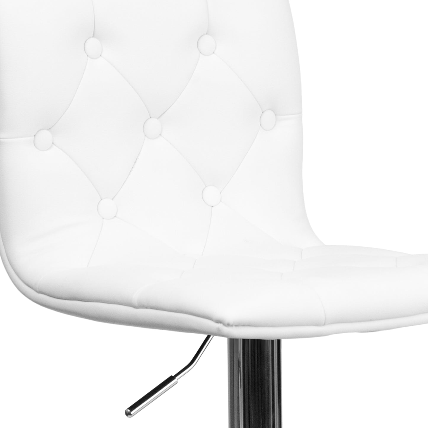 Sammie Contemporary Button Tufted White Vinyl Adjustable Height Barstool with Chrome Base