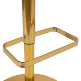 Erik Contemporary Black Vinyl Adjustable Height Barstool with Rounded Mid-Back and Gold Base