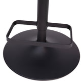 Erik Contemporary White Vinyl Adjustable Height Barstool with Rounded Mid-Back and Black Base