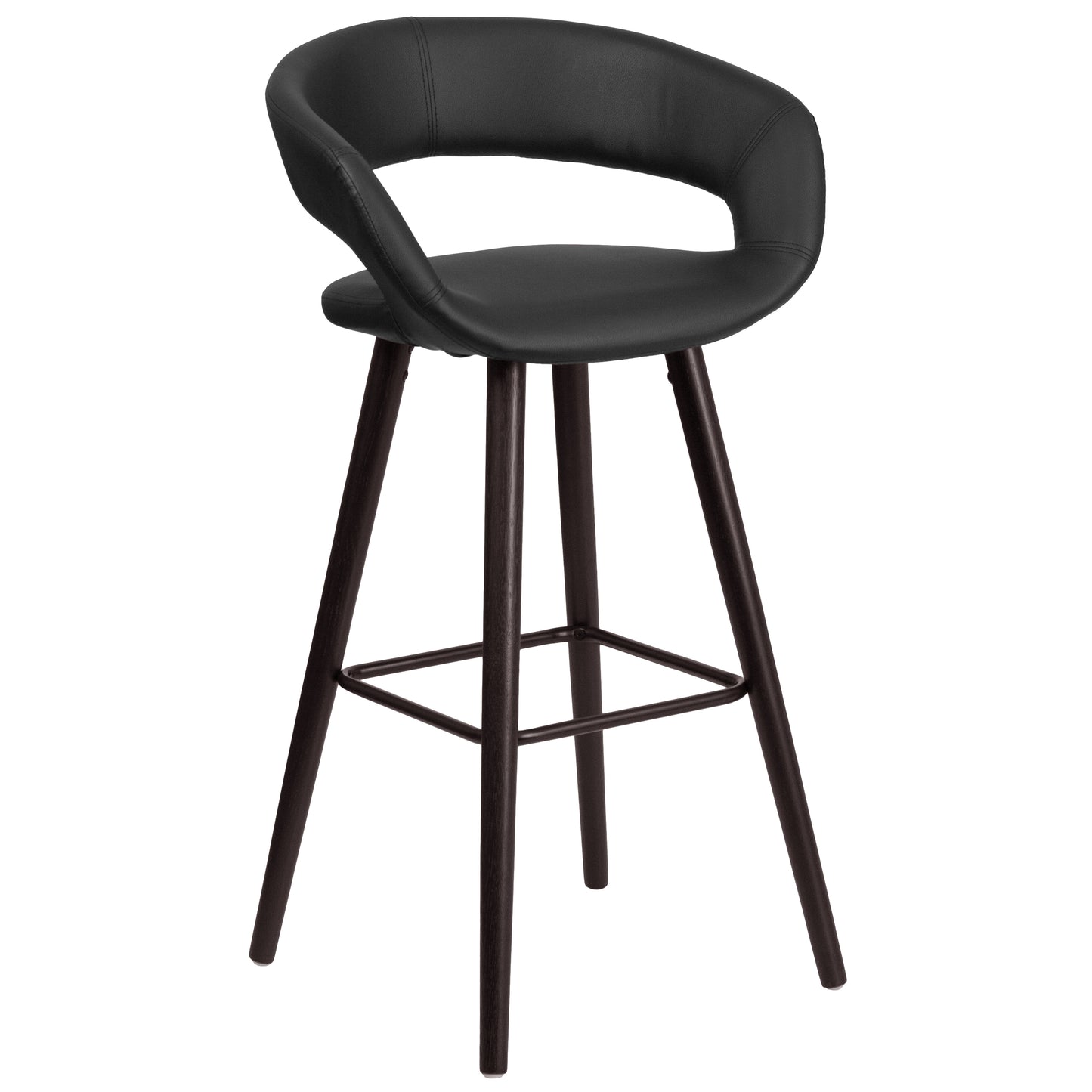 Brynn Series 29'' High Contemporary Cappuccino Wood Barstool in Black Vinyl