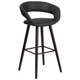 Brynn Series 29'' High Contemporary Cappuccino Wood Barstool in Black Vinyl