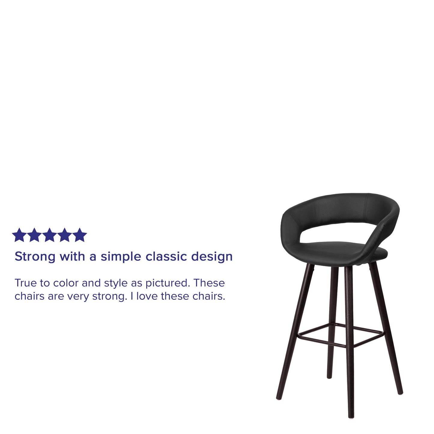 Brynn Series 29'' High Contemporary Cappuccino Wood Barstool in Black Vinyl
