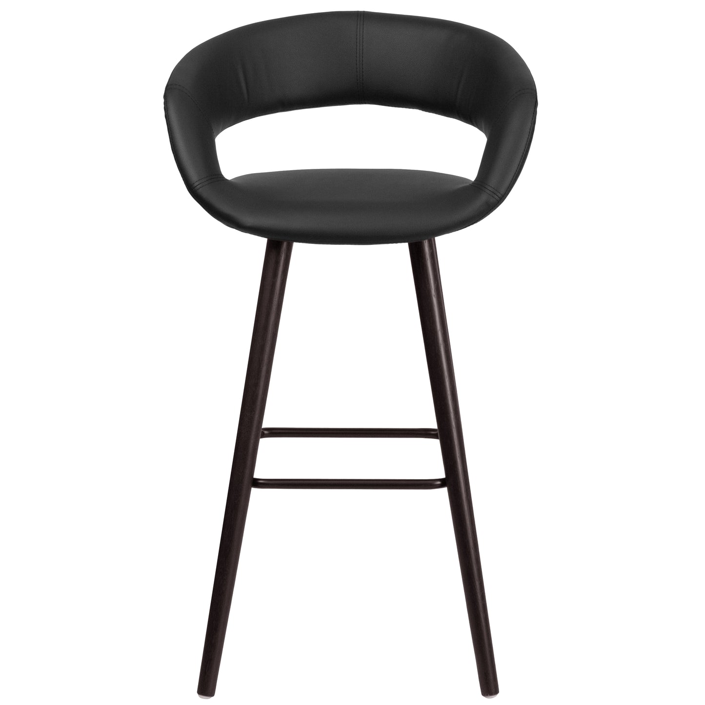 Brynn Series 29'' High Contemporary Cappuccino Wood Barstool in Black Vinyl