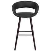 Brynn Series 29'' High Contemporary Cappuccino Wood Barstool in Black Vinyl