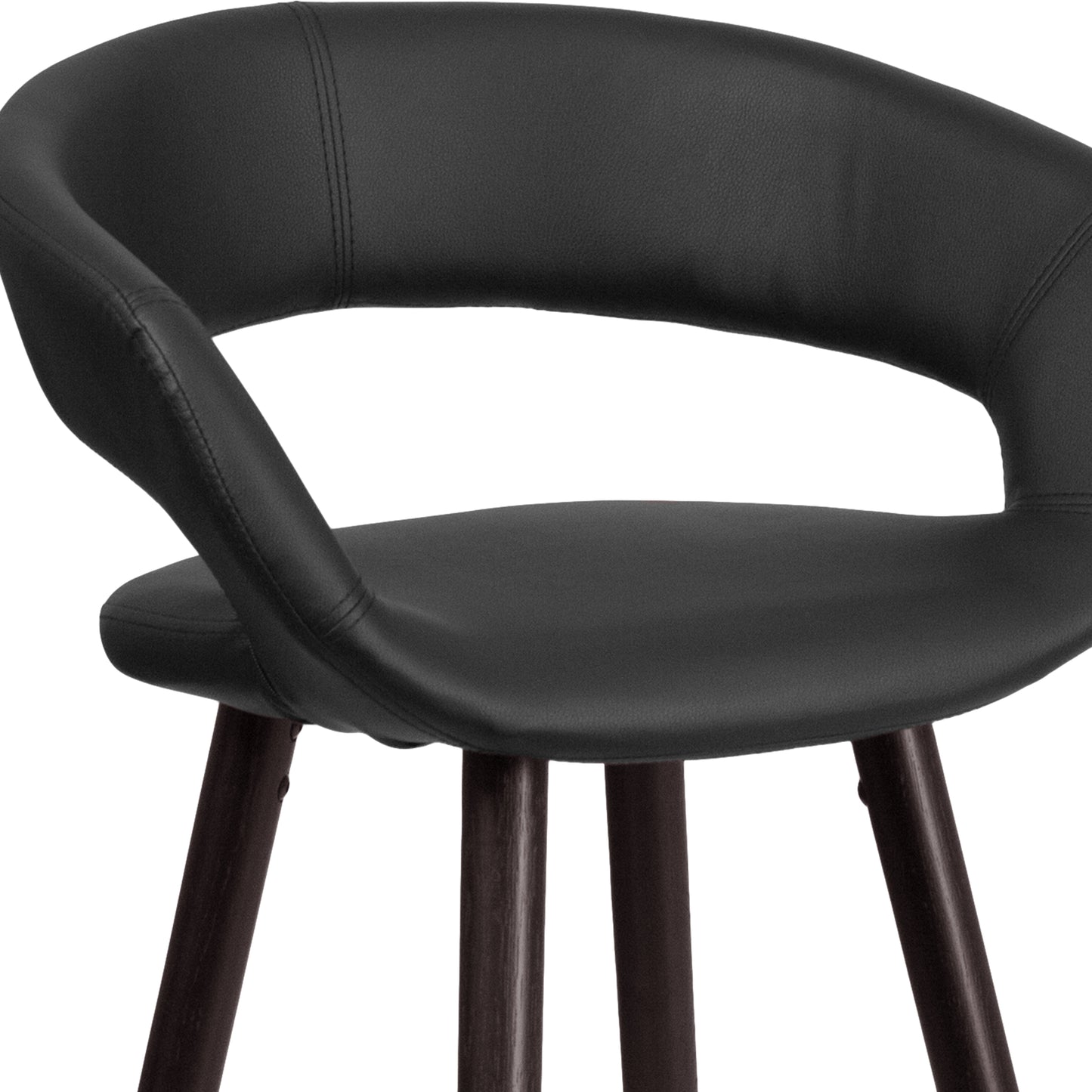 Brynn Series 29'' High Contemporary Cappuccino Wood Barstool in Black Vinyl