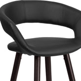 Brynn Series 29'' High Contemporary Cappuccino Wood Barstool in Black Vinyl