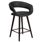 Brynn Series 23.75'' High Contemporary Cappuccino Wood Counter Height Stool in Black Vinyl