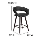 Brynn Series 23.75'' High Contemporary Cappuccino Wood Counter Height Stool in Black Vinyl
