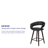 Brynn Series 23.75'' High Contemporary Cappuccino Wood Counter Height Stool in Black Vinyl