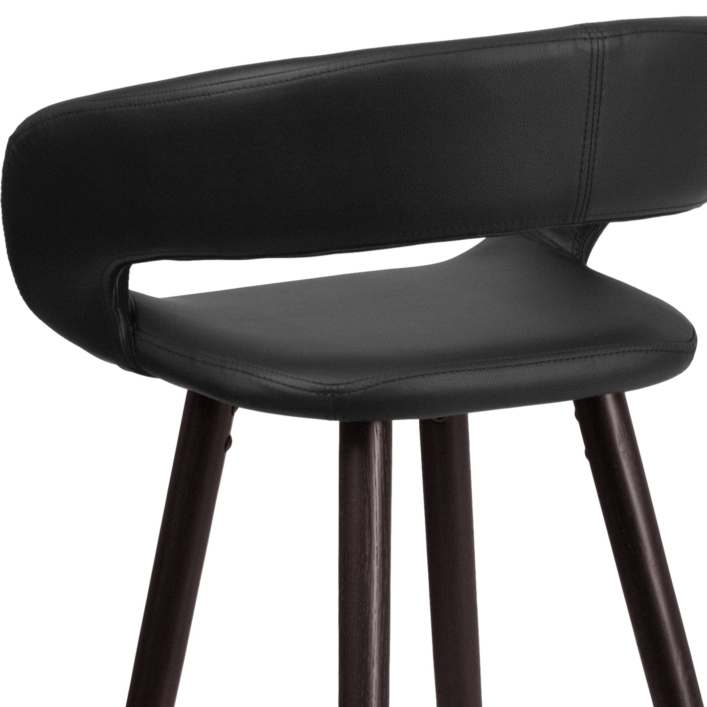Brynn Series 23.75'' High Contemporary Cappuccino Wood Counter Height Stool in Black Vinyl