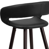 Brynn Series 23.75'' High Contemporary Cappuccino Wood Counter Height Stool in Black Vinyl