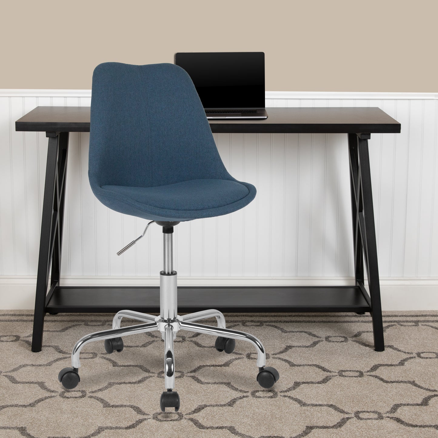Aurora Series Mid-Back Blue Fabric Task Office Chair with Pneumatic Lift and Chrome Base