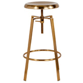 Toledo Industrial Style Barstool with Swivel Lift Adjustable Height Seat in Gold Finish