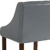 Carmel Series 24" High Transitional Walnut Counter Height Stool with Nail Trim in Light Gray LeatherSoft