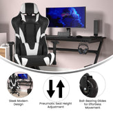 X20 Gaming Chair Racing Office Computer PC Adjustable Chair with Reclining Back and Transparent Roller Wheels in Black LeatherSoft