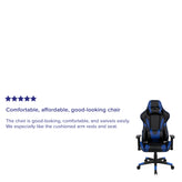 X20 Gaming Chair Racing Office Ergonomic Computer PC Adjustable Swivel Chair with Reclining Back in Blue LeatherSoft