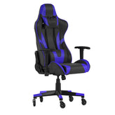 X20 Gaming Chair Racing Office Computer PC Adjustable Chair with Reclining Back and Transparent Roller Wheels in Blue LeatherSoft