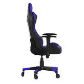 X20 Gaming Chair Racing Office Computer PC Adjustable Chair with Reclining Back and Transparent Roller Wheels in Blue LeatherSoft