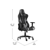 X20 Gaming Chair Racing Office Computer PC Adjustable Chair with Reclining Back and Transparent Roller Wheels in Gray LeatherSoft