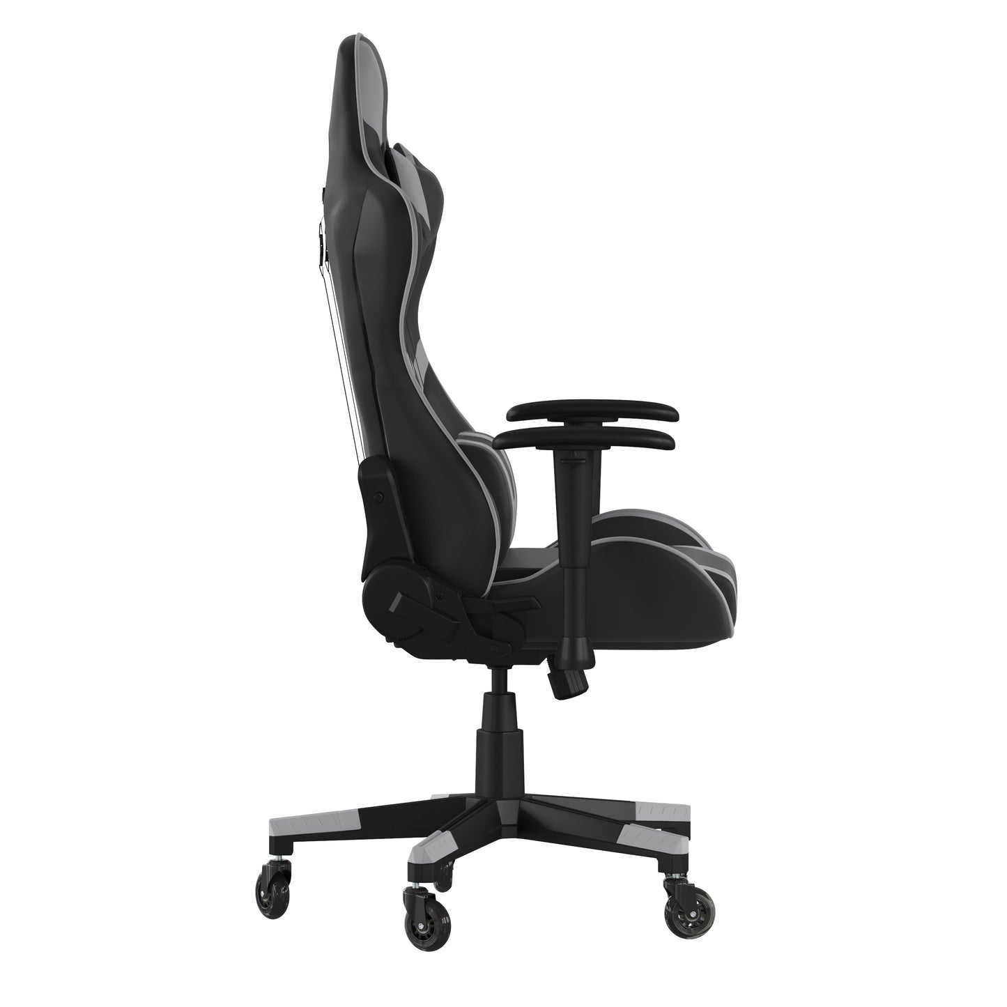X20 Gaming Chair Racing Office Computer PC Adjustable Chair with Reclining Back and Transparent Roller Wheels in Gray LeatherSoft