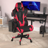 X20 Gaming Chair Racing Office Computer PC Adjustable Chair with Reclining Back and Transparent Roller Wheels in Red LeatherSoft