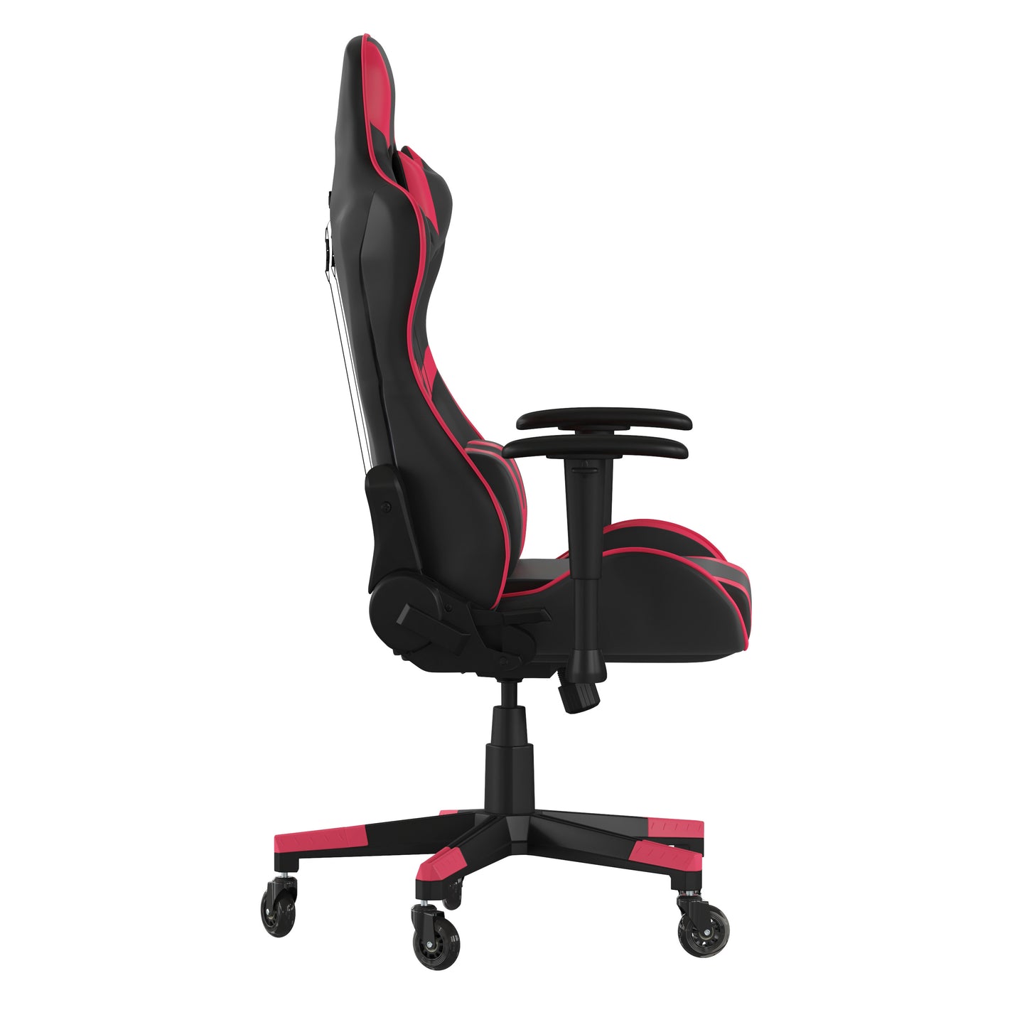 X20 Gaming Chair Racing Office Computer PC Adjustable Chair with Reclining Back and Transparent Roller Wheels in Red LeatherSoft