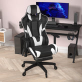 X30 Gaming Chair Racing Computer Chair with Reclining Back, Slide-Out Footrest, and Transparent Roller Wheels in Black LeatherSoft