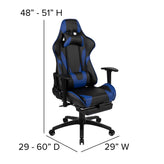 X30 Gaming Chair Racing Office Ergonomic Computer Chair with Reclining Back and Slide-Out Footrest in Blue LeatherSoft