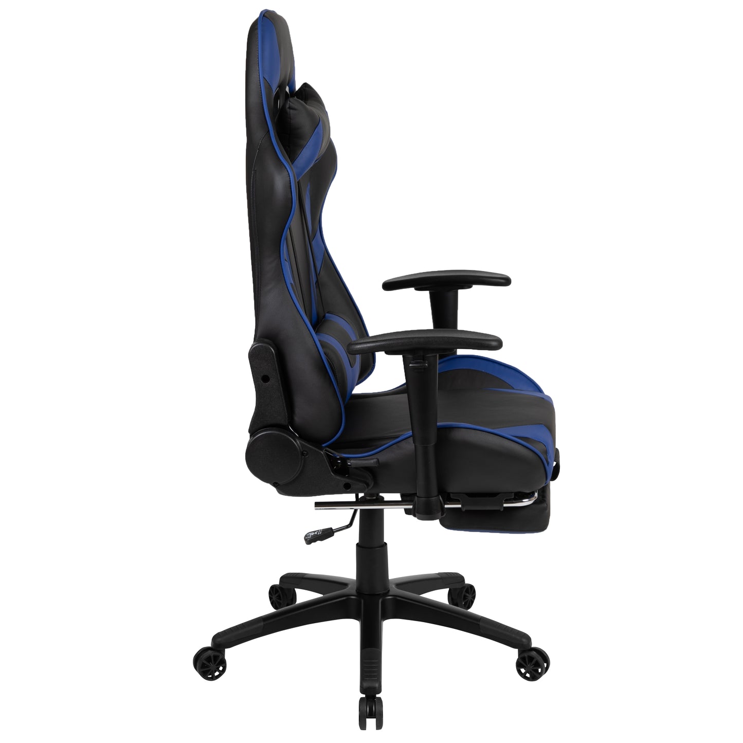 X30 Gaming Chair Racing Office Ergonomic Computer Chair with Reclining Back and Slide-Out Footrest in Blue LeatherSoft