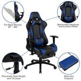 X30 Gaming Chair Racing Office Ergonomic Computer Chair with Reclining Back and Slide-Out Footrest in Blue LeatherSoft