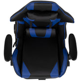 X30 Gaming Chair Racing Office Ergonomic Computer Chair with Reclining Back and Slide-Out Footrest in Blue LeatherSoft