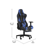 X30 Gaming Chair Racing Computer Chair with Reclining Back, Slide-Out Footrest, and Transparent Roller Wheels in Blue LeatherSoft