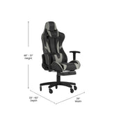 X30 Gaming Chair Racing Computer Chair with Reclining Back, Slide-Out Footrest, and Transparent Roller Wheels in Gray LeatherSoft