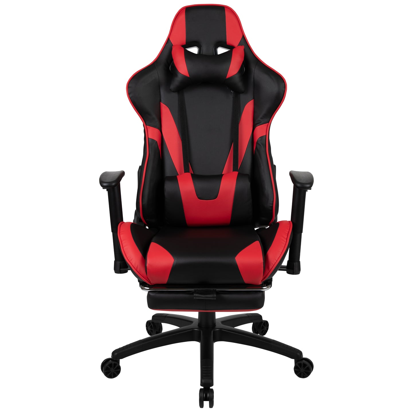 X30 Gaming Chair Racing Office Ergonomic Computer Chair with Fully Reclining Back and Slide-Out Footrest in Red LeatherSoft