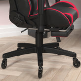 X30 Gaming Chair Racing Computer Chair with Reclining Back, Slide-Out Footrest, and Transparent Roller Wheels in Red LeatherSoft