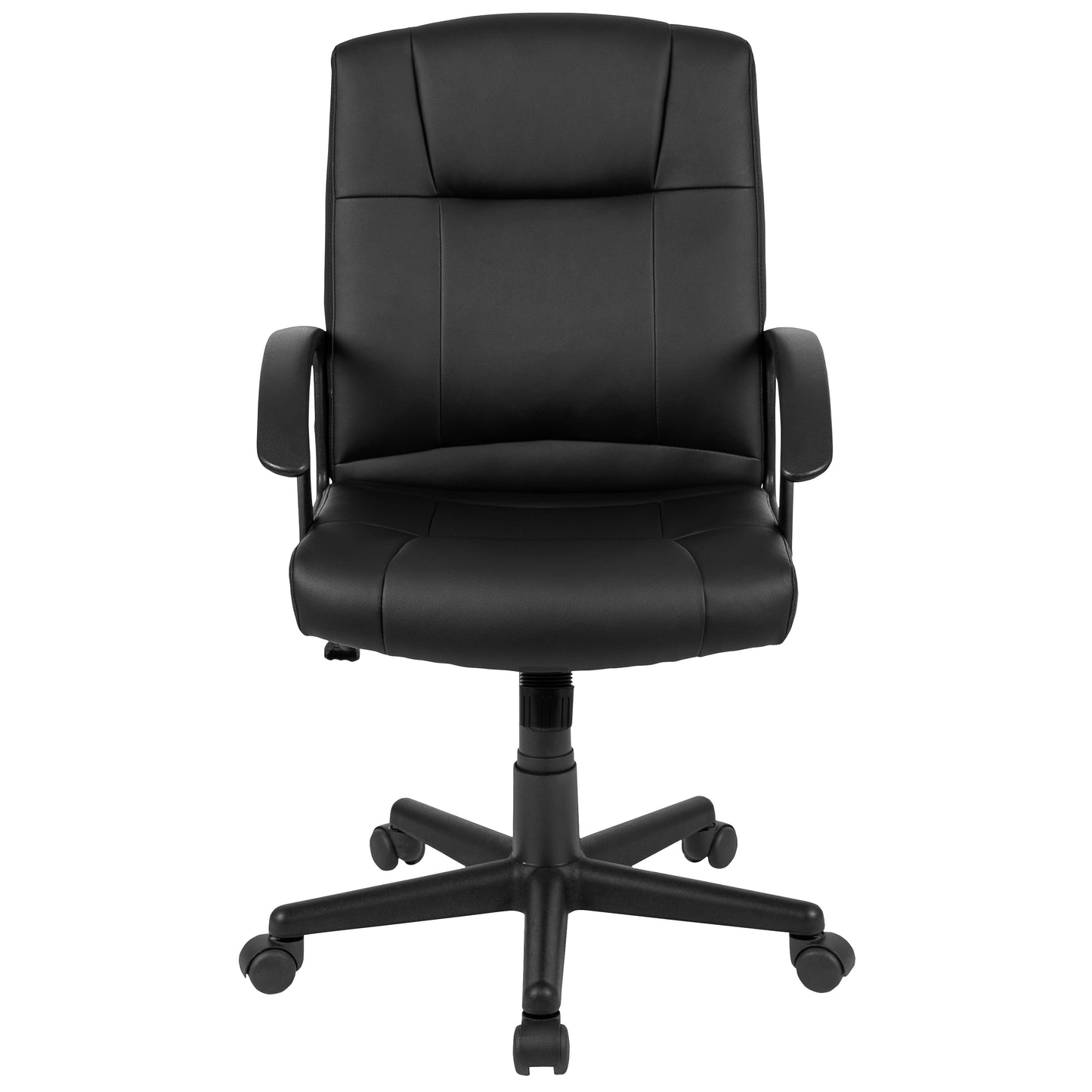 Coffman Flash Fundamentals Mid-Back Black LeatherSoft-Padded Task Office Chair with Arms