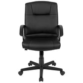 Coffman Flash Fundamentals Mid-Back Black LeatherSoft-Padded Task Office Chair with Arms