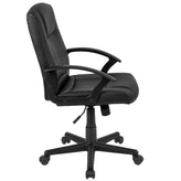 Coffman Flash Fundamentals Mid-Back Black LeatherSoft-Padded Task Office Chair with Arms