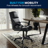 Coffman Flash Fundamentals Mid-Back Black LeatherSoft-Padded Task Office Chair with Arms