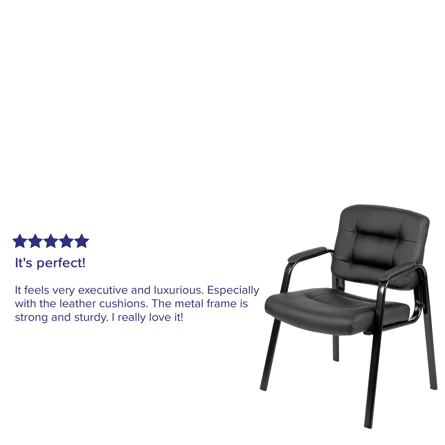 Darwin Flash Fundamentals Black LeatherSoft Executive Reception Chair with Black Metal Frame