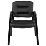 Darwin Flash Fundamentals Black LeatherSoft Executive Reception Chair with Black Metal Frame