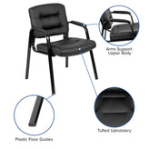 Darwin Flash Fundamentals Black LeatherSoft Executive Reception Chair with Black Metal Frame