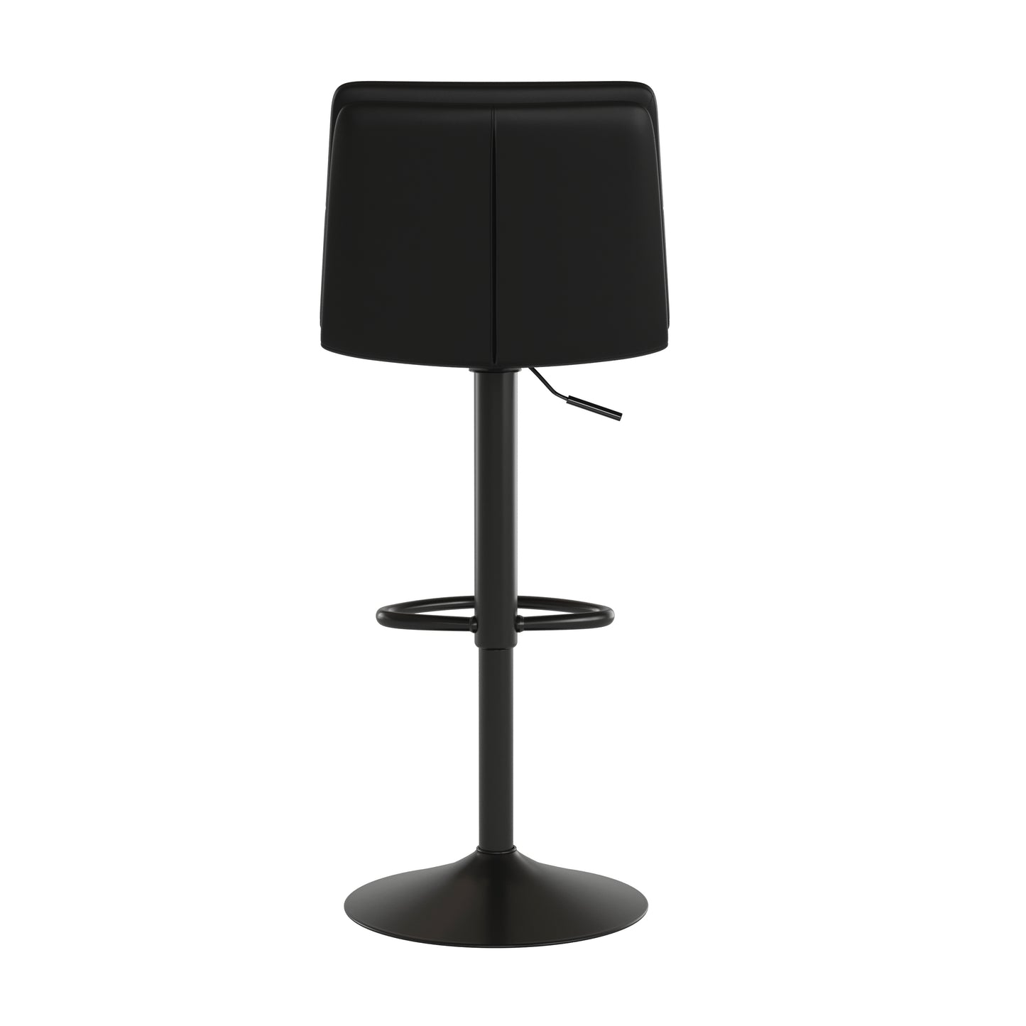 Hughes Commercial Grade Modern Mid-Back Adjustable Height LeatherSoft Channel Stitched Barstools, Set of 2, Black